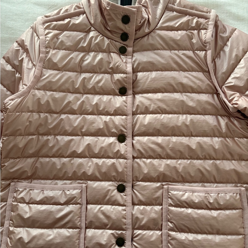 Nic & Zoe Allovete Pink/white reversible puffer jacket NWT